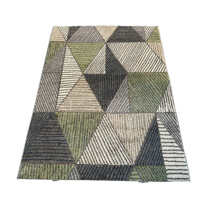 Abstract Design Carpet, TE0013, Grey & Green - 120 x 170 cm