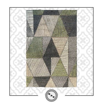 Abstract Design Carpet, TE0013, Grey & Green - 120 x 170 cm