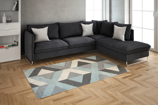 Abstract Design Carpet, TE0009, Blue & Grey