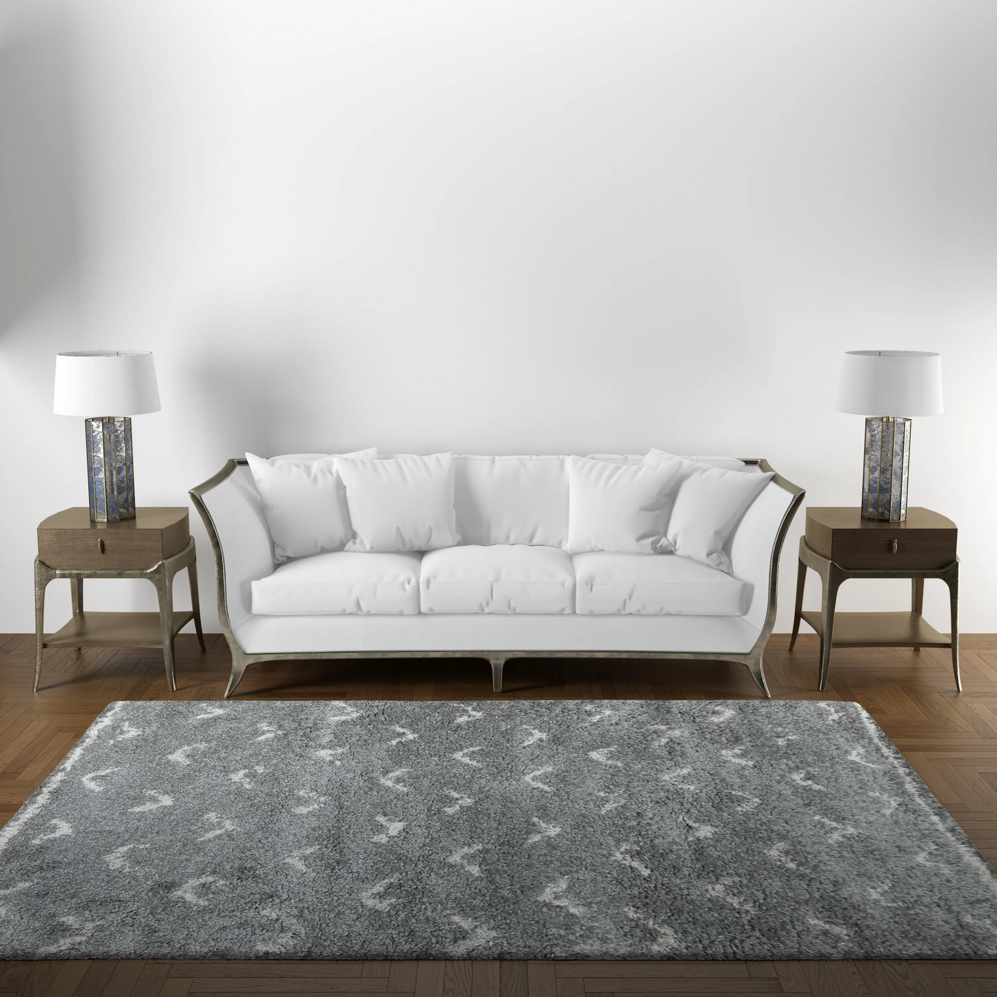 Cream and Grey 3D Shaggy Carpet, 120 x 170 cm - Soft and luxurious home decor, in a living room.