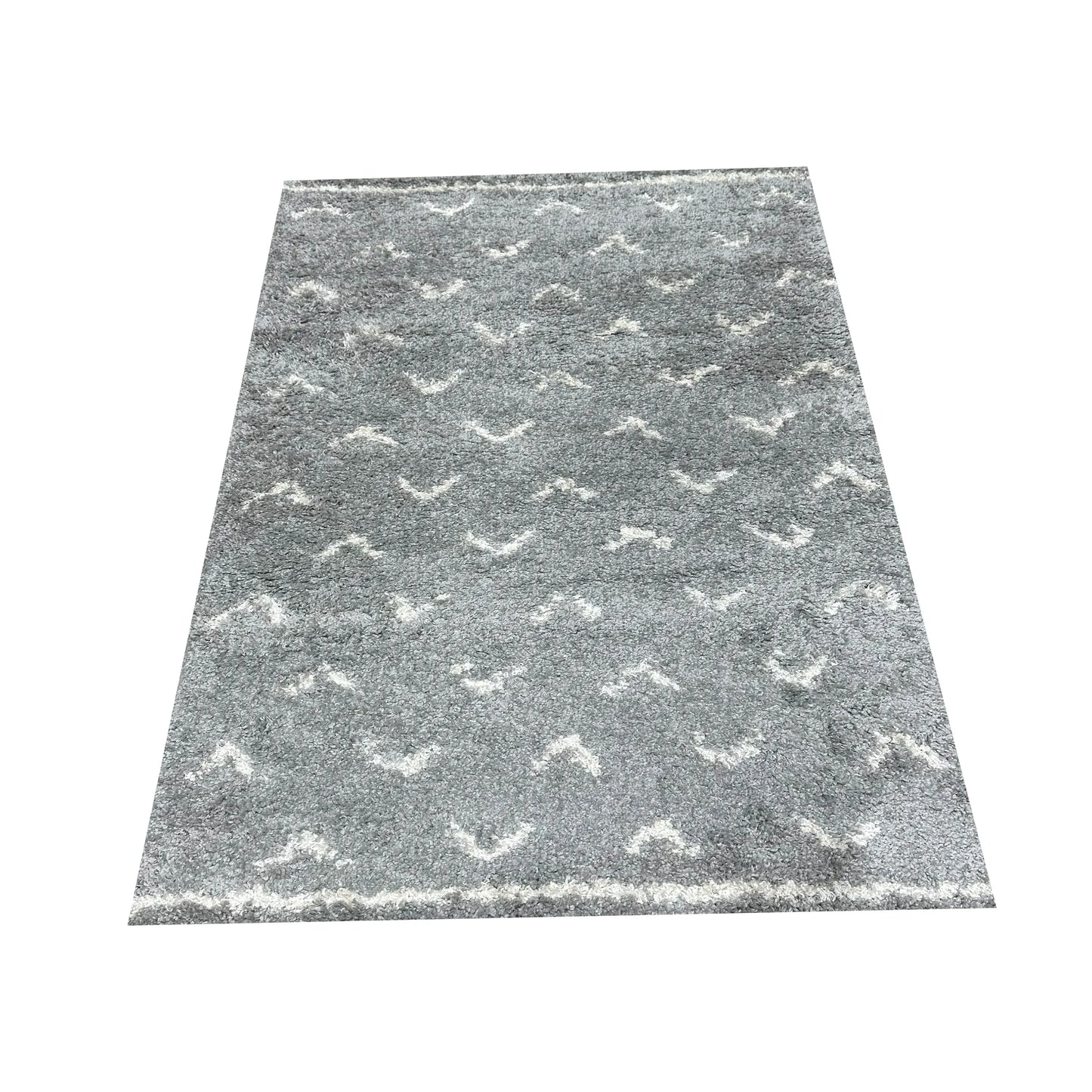 Cream and Grey 3D Shaggy Carpet, 120 x 170 cm - Soft and luxurious home decor, Diamonds design full picture.