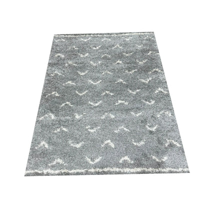 Cream and Grey 3D Shaggy Carpet, 120 x 170 cm - Soft and luxurious home decor, Diamonds design full picture.