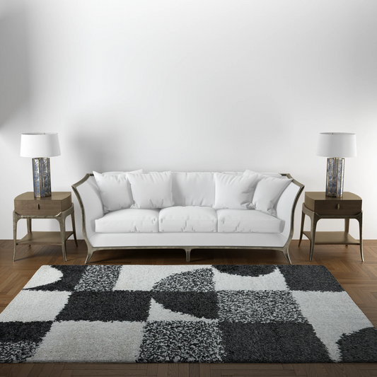 3D Shaggy Carpet, S10, White & Grey - 120 x 170 cm